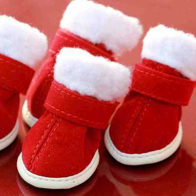 Festive Pet Christmas Shoes with Anti-Slip Soles
